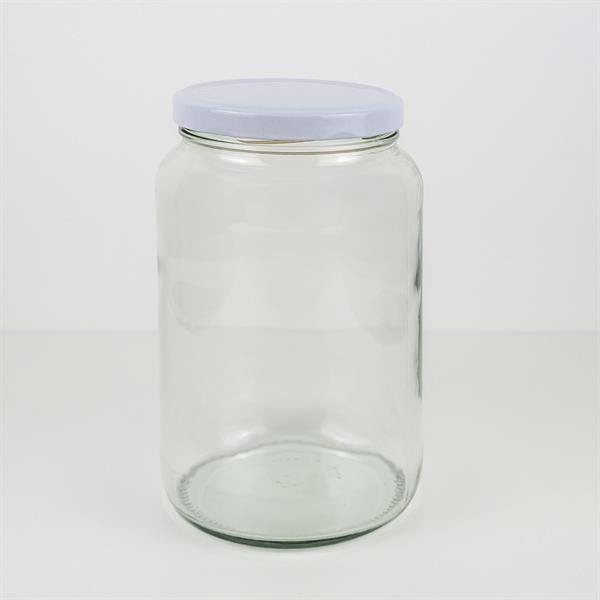 Förvaringsburk 1,7 liter – dekorativ glasburk med vitt skruvlock för fermentering och syltning